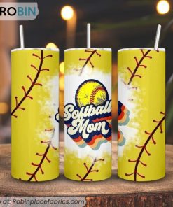 Softball Mom Vintage 3D Printed Skinny Tumbler, Sports Mom Tumbler