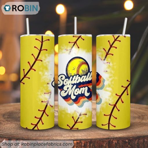 Softball Mom Vintage 3D Printed Skinny Tumbler, Sports Mom Tumbler