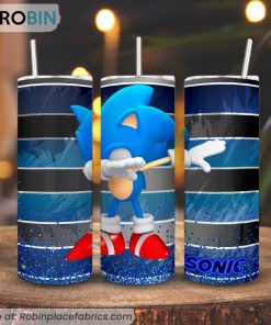 Sonic Dabbing 3D Printed Skinny Tumbler, Blue Hedgehog Tumbler