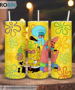 SpongeBob SquarePants Weed 3D Printed Skinny Tumbler, Funny 420 Cartoon Tumbler