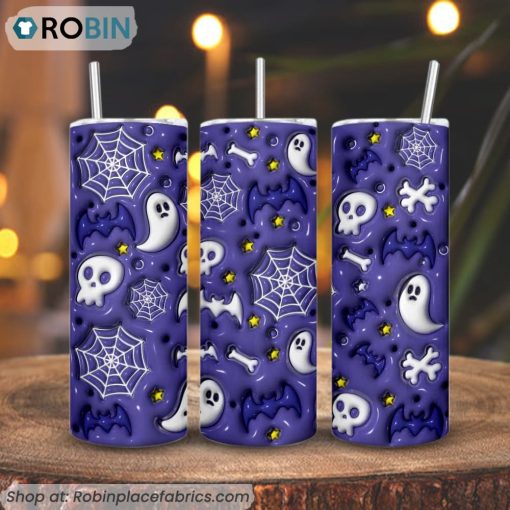 Spooky 3D Inflated 3D Printed Skinny Tumbler, Cute Ghost Halloween Tumbler