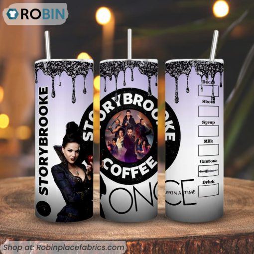 Storybooke Coffee 3D Printed Skinny Tumbler, Once Upon A Time Straight And Tapered Tumbler