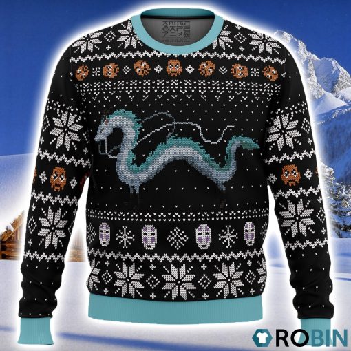 Studio Ghibli Haku Spirited Away Miyazaki Ugly Christmas Sweater 3D