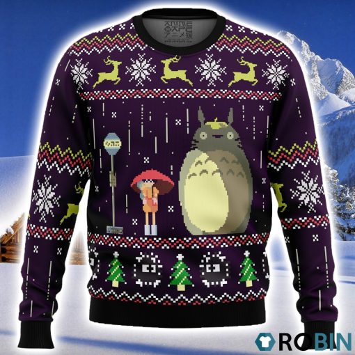 Studio Ghibli Totoro Rain Miyazaki Ugly Christmas Sweater 3D