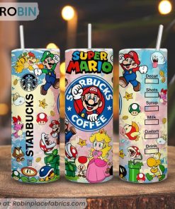 Super Mario Starbucks Coffee 3D Printed Skinny Tumbler, The Super Mario Bros 2023 Movie Tumbler