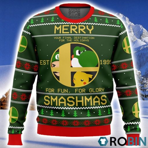 Super Smash Bros Merry Smashmas Ugly Christmas Sweater 3D