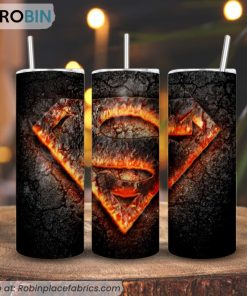 Superman Fire Logo 3D Printed Skinny Tumbler, Superhero DC Tumbler