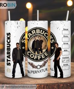 Supernatural Starbucks Coffee 3D Printed Skinny Tumbler, Sam And Dean Straight And Tapered Tumbler