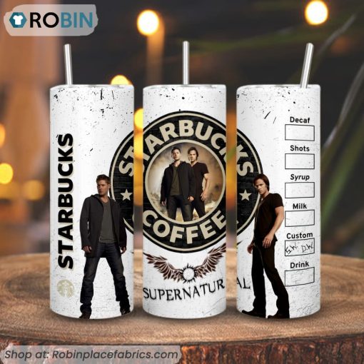 Supernatural Starbucks Coffee 3D Printed Skinny Tumbler, Sam And Dean Straight And Tapered Tumbler