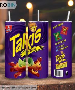Takis Fuego 3D Printed Skinny Tumbler, Chili Snack Tumbler