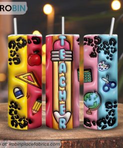 Teacher 3D Puff 3D Printed Skinny Tumbler, School 3D Tumbler