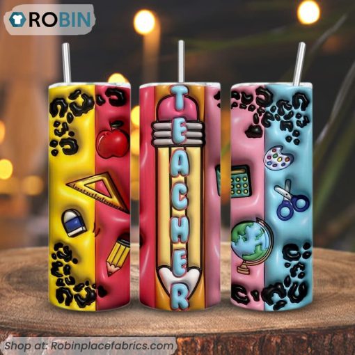 Teacher 3D Puff 3D Printed Skinny Tumbler, School 3D Tumbler
