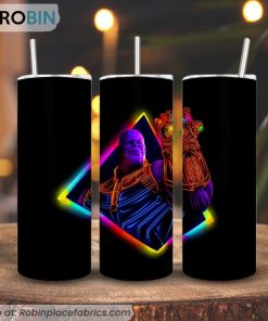 Thanos Neon 3D Printed Skinny Tumbler, Avengers Infinity War Tumblers