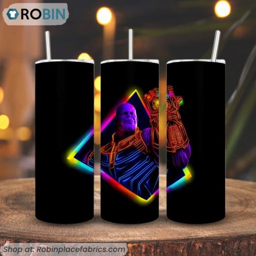 Thanos Neon 3D Printed Skinny Tumbler, Avengers Infinity War Tumblers