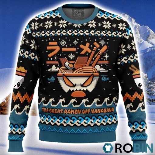 The Great Ramen Off Kanagawa Ramen Ugly Christmas Sweater 3D