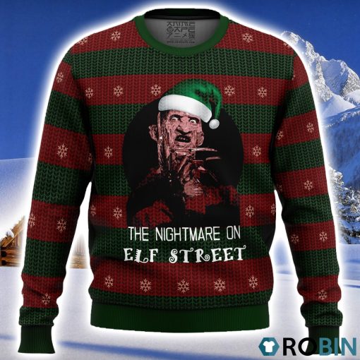 The Nightmare On Elf Street Freddy Krueger Ugly Christmas Sweater 3D