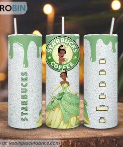Tiana Princess Starbucks Coffee 3D Printed Skinny Tumbler, Disney The Princess And The Frog Tumbler