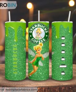 Tinker Bell Starbucks Coffee 3D Printed Skinny Tumbler, Disney Fairy Tumbler