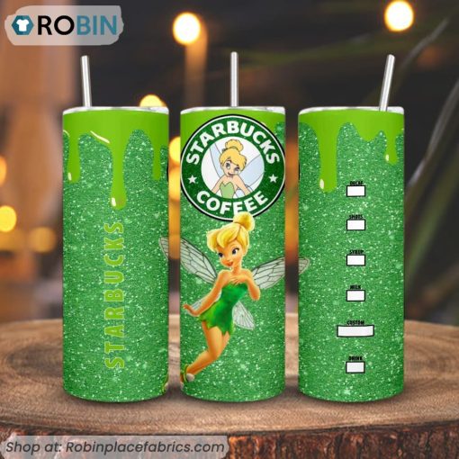 Tinker Bell Starbucks Coffee 3D Printed Skinny Tumbler, Disney Fairy Tumbler