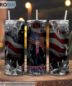 Trump 2024 Iron Throne American Flag 3D Printed Skinny Tumbler, Republicans MAGA Tumbler