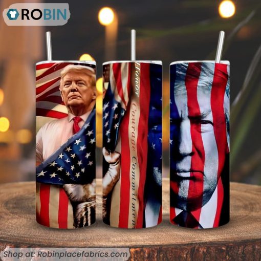 Trump USA Flag 3D Printed Skinny Tumbler, Make America Great Again Tumbler
