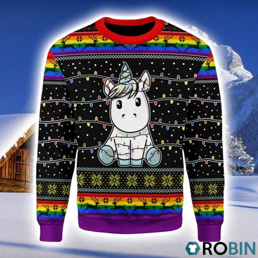 Unicorn Christmas Tree Christmas Ugly Sweater 3D