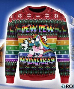Unicorn LGBT Pew Pew Christmas Ugly Sweater 3D Unicorn LGBT Pew Pew Christmas Ugly Sweater 3D