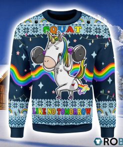 Unicorn Squat Like No Tomorrow Christmas Ugly Sweater 3D