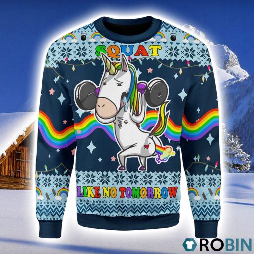 Unicorn Squat Like No Tomorrow Christmas Ugly Sweater 3D