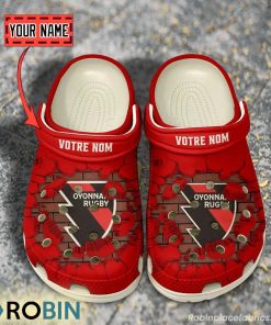 Us Oyonnax Rugby Break Cracked Hole Design Crocs Shoes