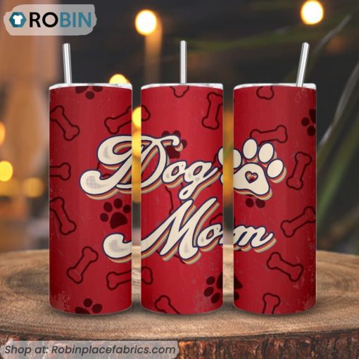 Vintage Dog Mom 3D Printed Skinny Tumbler, Dog Lover Tumbler