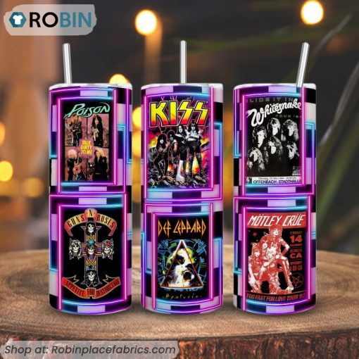Vintage Rock Band 3D Printed Skinny Tumbler, Heavy Metal Tumbler