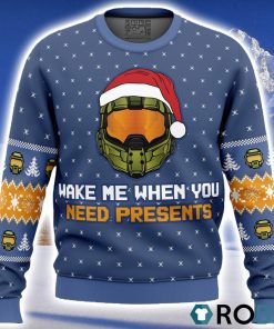 Wake Me When You Need Presents Halo Ugly Christmas Sweater 3D