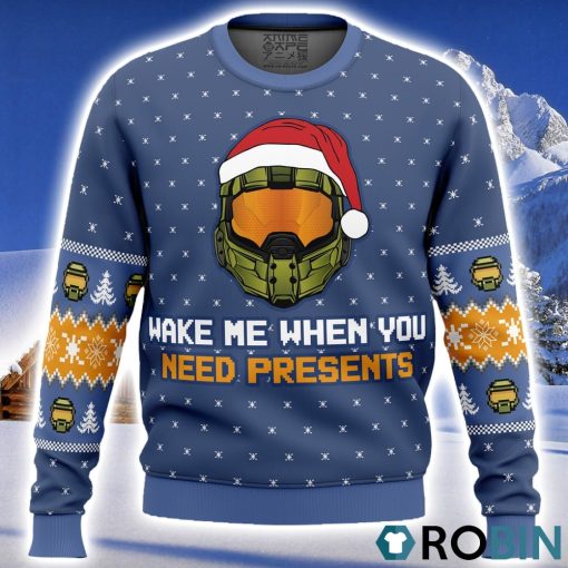 Wake Me When You Need Presents Halo Ugly Christmas Sweater 3D