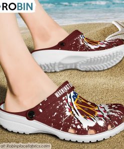 Washington Commanders American Flag Pattern Printed Crocs Shoes, Commanders Gifts