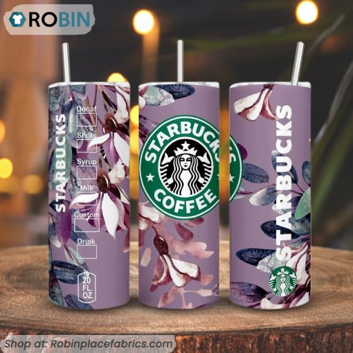 Watercolor Flower Starbucks Coffee 3D Printed Skinny Tumbler