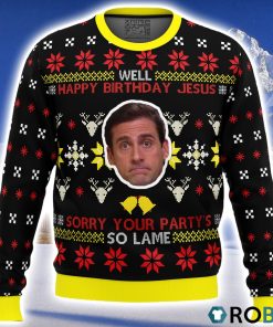 Well Happy Birthday Jesus The Office Ugly Christmas Sweater 3D