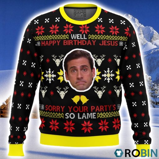 Well Happy Birthday Jesus The Office Ugly Christmas Sweater 3D