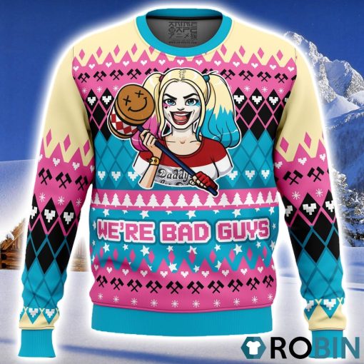 Were Bad Guys Harley Quinn DC Comics Ugly Christmas Sweater 3D
