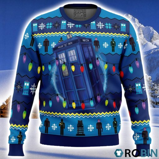 Whos Outside Doctor Who Ugly Christmas Sweater 3D