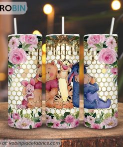 Winnie The Pooh Friends 3D Printed Skinny Tumbler, Piglet Eeyore Tigger Tumbler