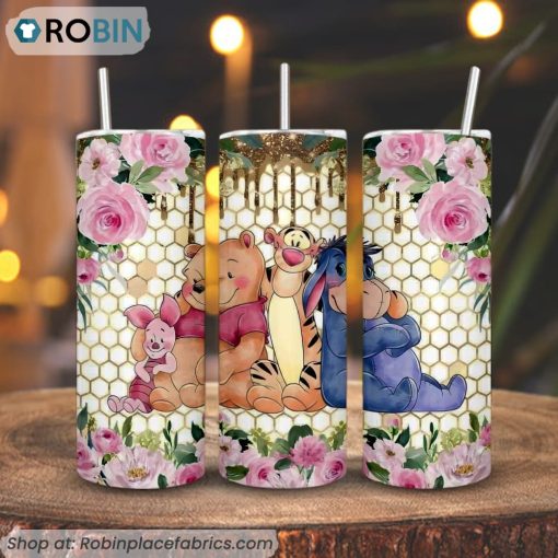 Winnie The Pooh Friends 3D Printed Skinny Tumbler, Piglet Eeyore Tigger Tumbler