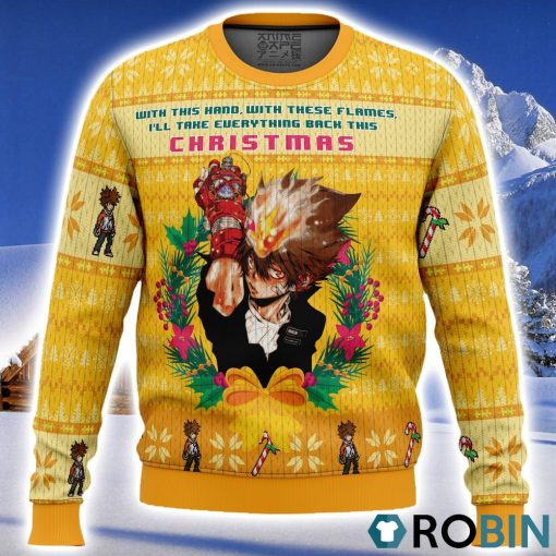 With This Hand, With These Flames Katekyo Hitman Reborn Ugly Christmas Sweater 3D
