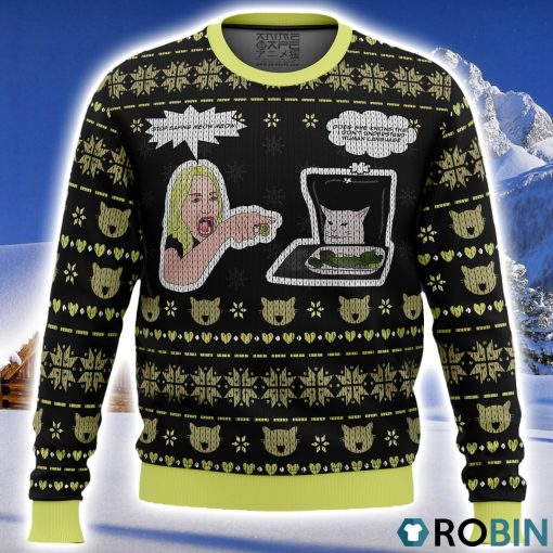 Woman Yelling At Cat Meme Ugly Christmas Sweater 3D