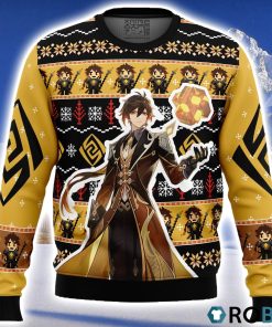 Zhongli Genshin Impact Ugly Christmas Sweater 3D