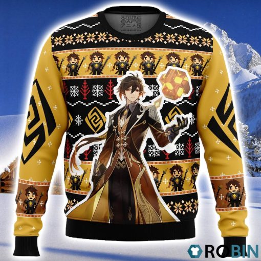 Zhongli Genshin Impact Ugly Christmas Sweater 3D