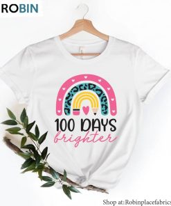 100 Days Brighter Inspirational Shirt, Cute Back To School Unisex Shirt
