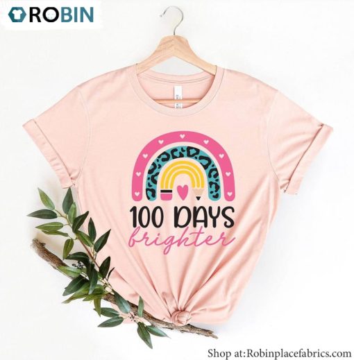 100 Days Brighter Inspirational Shirt, Cute Back To School Unisex Shirt