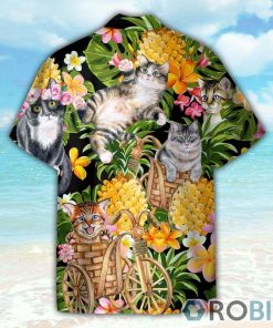 Adorable Cat Tropical Pineapple Pattern Hawaiian Shirt