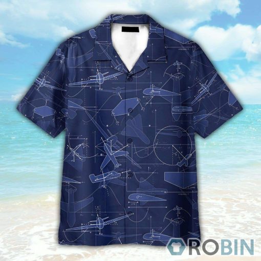 Aerodynamics Airplane Engineering Drawing Pictures Hawaiian Shirt